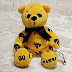 RARE Iowa Hawkeyes Beanie Bear Plush Bear - GO HAWKS Bean Bear
